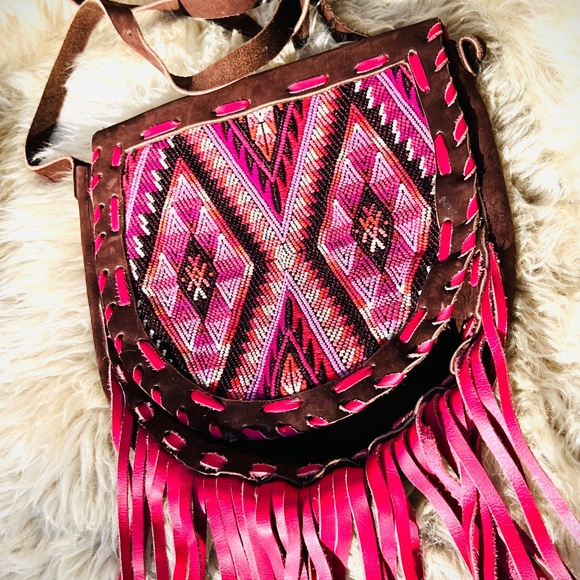 Boofitoo Handbags - Stunning Boho Tribal Suede Unique Fringe Crossbody Bag